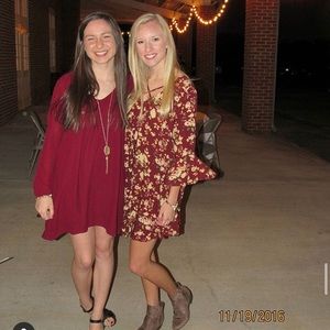 Long sleeve maroon dress